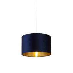 Lighting Collection Navy Velvet Drum Shade Gold Inner D40Cm Lamp Shade - thumbnail 2