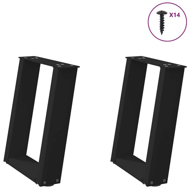 Berkfield Home Coffee Table Legs U-Shaped 2 pcs Black 38x(42-43) cm Steel - image 1