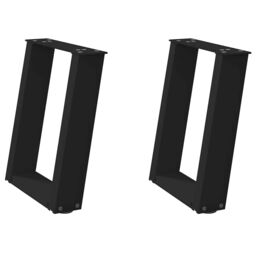 Berkfield Home Coffee Table Legs U-Shaped 2 pcs Black 38x(42-43) cm Steel - thumbnail 2