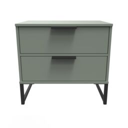 Ready Assembled 2 U Tamworth 2 Drawer Bedside Cabinet (Ready Assembled) in Pale Green - thumbnail 1