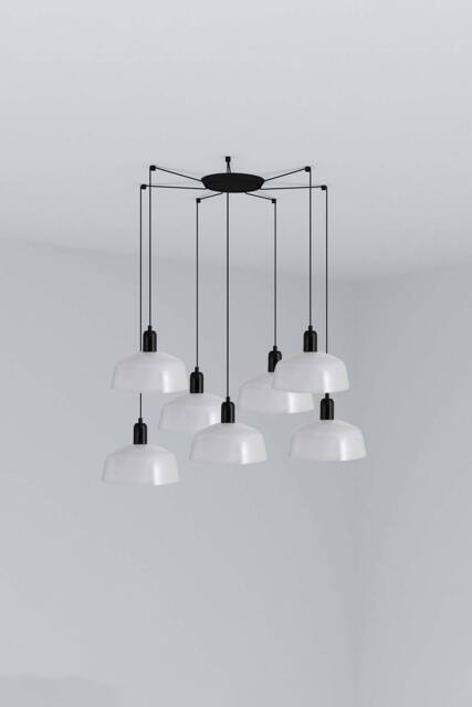 Netlighting Tatawin Medium Cluster Pendant Ceiling Light Black Gloss White 7x E27