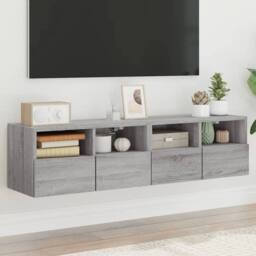 Berkfield Home TV Wall Cabinets 2 pcs Grey Sonoma 60x30x30 cm Engineered Wood - Size: 60 x 30 x 30 cm - thumbnail 2