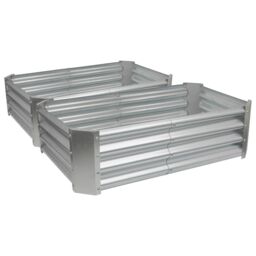 Harbour Housewares Raised Garden Beds - 2x Rectangular Bottomless Galvanised Steel Planter 120 x 60cm in Silver - Size: 120 x 60 cm - thumbnail 1