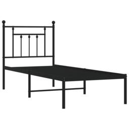 Berkfield Home Metal Bed Frame without Mattress with Headboard Black 75x190cm - Size: 75x190 cm - thumbnail 4