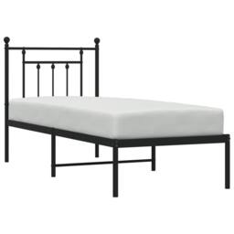 Berkfield Home Metal Bed Frame without Mattress with Headboard Black 75x190cm - Size: 75x190 cm - thumbnail 5