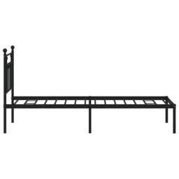 Berkfield Home Metal Bed Frame without Mattress with Headboard Black 75x190cm - Size: 75x190 cm - thumbnail 7