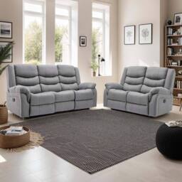 More4Homes Seattle Electric Recliner Fabric 2+3 Seater Sofa Set in Grey - thumbnail 1