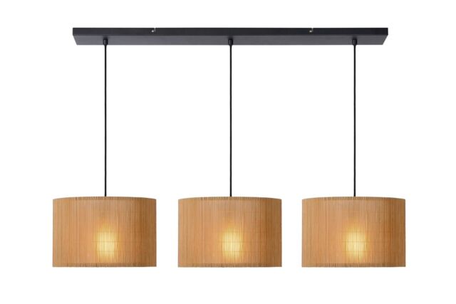 Lucide 'MAGIUS' Dimmable Adjustable Scandinavian Bar Pendant Light 3xE27 in Brown - image 1