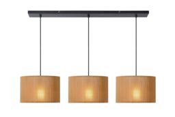 Lucide 'MAGIUS' Dimmable Adjustable Scandinavian Bar Pendant Light 3xE27 in Brown - thumbnail 1