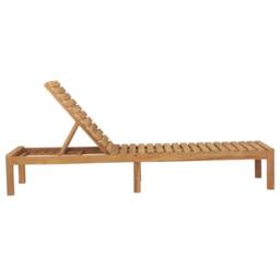 Berkfield Home Sun Lounger Solid Teak Wood in Brown