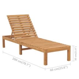 Berkfield Home Sun Lounger Solid Teak Wood in Brown - thumbnail 7