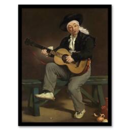 Artery8 The Spanish Singer Portrait Manet Vintage Framed Wall Art Print in Brown - Size: A4 - thumbnail 1