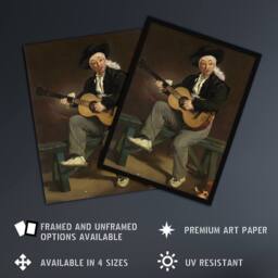 Artery8 The Spanish Singer Portrait Manet Vintage Framed Wall Art Print in Brown - Size: A4 - thumbnail 2