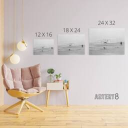 "Artery8 Wright Brothers Aeroplane First Flight Photo Canvas Wall Art Print in Grey - Size: W18"" x H24""" - thumbnail 4