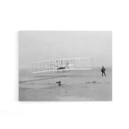 "Artery8 Wright Brothers Aeroplane First Flight Photo Canvas Wall Art Print in Grey - Size: W18"" x H24""" - thumbnail 1