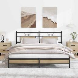 Berkfield Home Bed Frame without Mattress Sonoma Oak 160x200 cm Engineered Wood in Brown - thumbnail 4