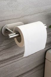 Living and Home Modern Wall Mounted Stainless Steel Toilet Paper Roll Holder in Silver - thumbnail 6