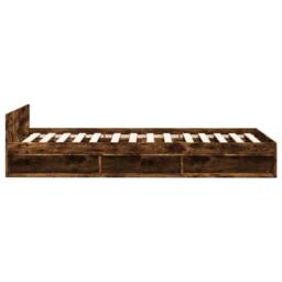 Berkfield Home Modern Bed Frame with Drawer without Mattress Smoked Oak 90x200 cm in Brown - thumbnail 5