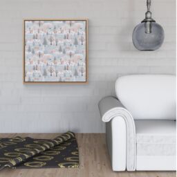 "Warren Reed - Designer Whimsical Christmas Winter Wonderland Framed Canvas in Light Brown - Size: W16"" x H16""" - thumbnail 2