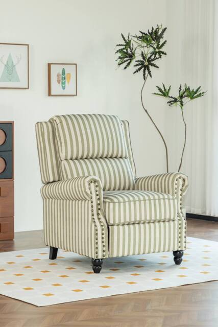 Living and Home Single Sofa Recliner Chair Armchair with Footrest in Green - image 1