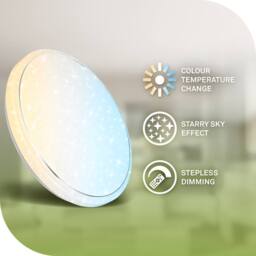 BRILONER Starry Sky LED Ceiling Light Lamp 19.5W 4450lm Ultra Efficient 480mm in White - thumbnail 3