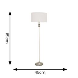 ValueLights Maggie Brushed Chrome Silver Floor Lamp with Fabric Lamp Shade in White - thumbnail 5