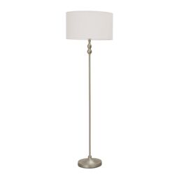 ValueLights Maggie Brushed Chrome Silver Floor Lamp with Fabric Lamp Shade in White - thumbnail 2