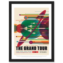 Artery8 The Grand Tour Nasa Space Tours Travel Jupiter Saturn Uranus Neptune Artwork Framed Wall Art Print A4 in Black - thumbnail 1