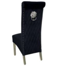 HOME LUXE INTERIOR Pair Of 2 Sofia Black Dining Chairs Lion Knocker - Size: 1 Seater - thumbnail 2