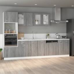 Berkfield Home Microwave Cabinet Grey Sonoma 60x57x207 cm Engineered Wood - Size: 60 x 57 x 207 cm - thumbnail 3