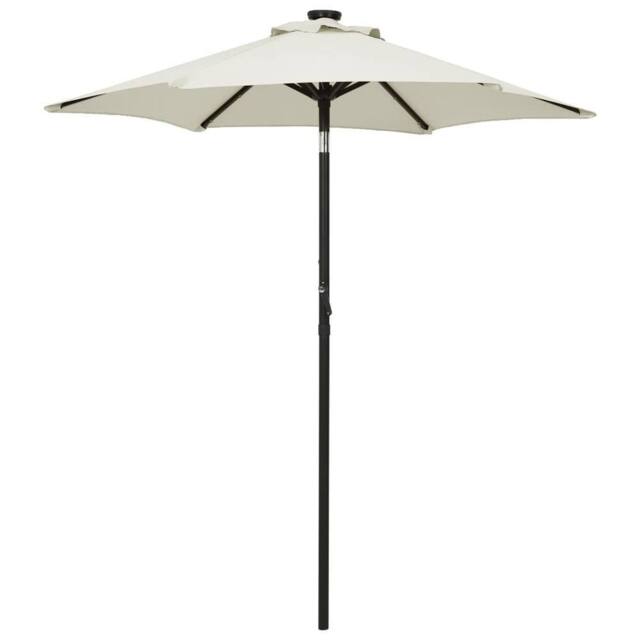 Berkfield Home Parasol with LED Lights Sand 200x211 cm Aluminium in Grey - image 1