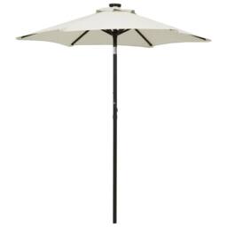 Berkfield Home Parasol with LED Lights Sand 200x211 cm Aluminium in Grey - thumbnail 1