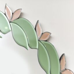 Melody Maison Pink & Green Oval Floral Art Deco Wall Mirror 80cm X 49cm - Size: 80 cm X 49 cm - thumbnail 6