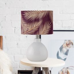 First Choice Lighting Set of 2 Tuscan - White Ceramic Lamps with Tropical Burgundy Shade - thumbnail 3