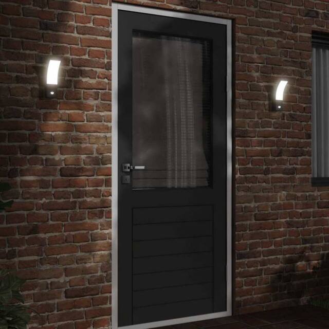 Berkfield Home Outdoor LED Wall Lights with Sensors 2pcs Black Die-cast Aluminium - image 1