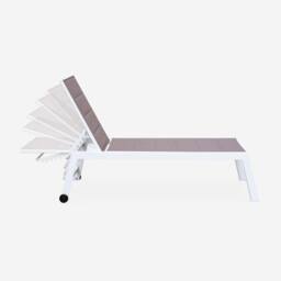 sweeek Textilene & Aluminium Sun Lounger 6 Reclining Positions in White - thumbnail 3