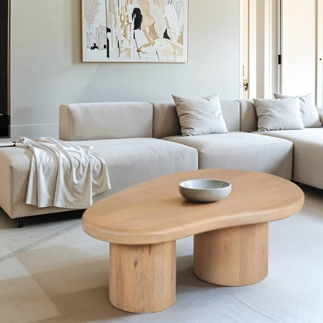IH Design Ardin Solid Wooden 92x58x35 cm Coffee Table for Living Room in Brown - Size: 92 x 58 x 35 cm - image 1