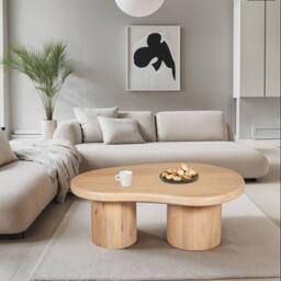 IH Design Ardin Solid Wooden 92x58x35 cm Coffee Table for Living Room in Brown - Size: 92 x 58 x 35 cm - thumbnail 5