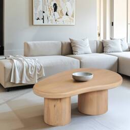 IH Design Ardin Solid Wooden 92x58x35 cm Coffee Table for Living Room in Brown - Size: 92 x 58 x 35 cm - thumbnail 1