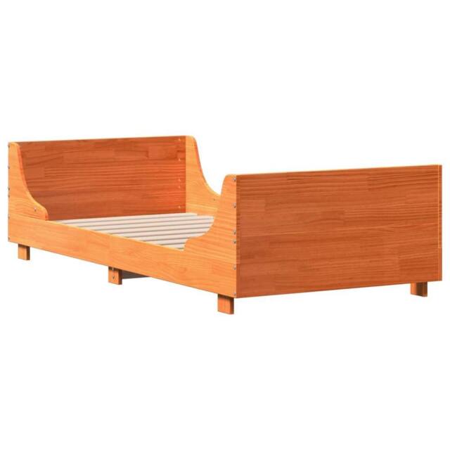 Berkfield Home Modern Bed Frame without Mattress Wax Brown 90x200 cm Solid Wood Pine - image 1