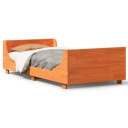 Berkfield Home Modern Bed Frame without Mattress Wax Brown 90x200 cm Solid Wood Pine - thumbnail 3