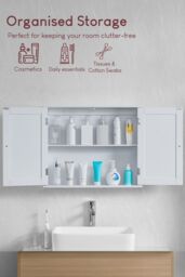 Home Discount Bath Vida Priano 2 Door Wall Cabinet With Shelves Bathroom Storage in White - thumbnail 3