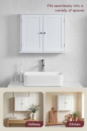 Home Discount Bath Vida Priano 2 Door Wall Cabinet With Shelves Bathroom Storage in White - thumbnail 6