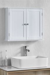 Home Discount Bath Vida Priano 2 Door Wall Cabinet With Shelves Bathroom Storage in White