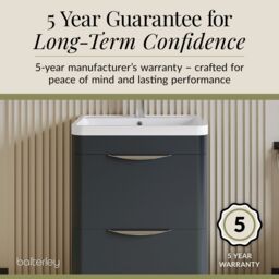 Balterley Contemporary Floor 2 Drawer Vanity Unit & Basin, Dark Grey, 550mm in White - thumbnail 6