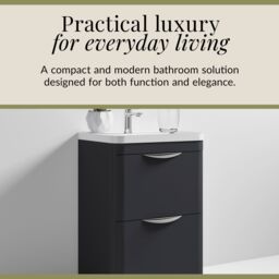 Balterley Contemporary Floor 2 Drawer Vanity Unit & Basin, Dark Grey, 550mm in White - thumbnail 4