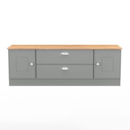 Ready Assembled 2 U Albert 2 Door 2 Drawer Superwide TV Unit (Ready Assembled) in Dark Grey - thumbnail 2