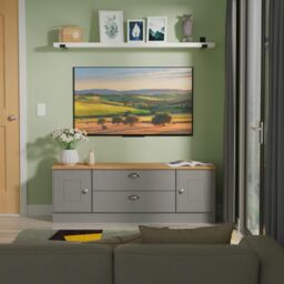 Ready Assembled 2 U Albert 2 Door 2 Drawer Superwide TV Unit (Ready Assembled) in Dark Grey