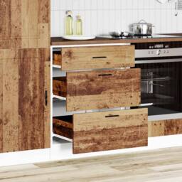 Berkfield Home Kitchen Base Cabinet Porto Old Wood Engineered Wood in Brown - thumbnail 3