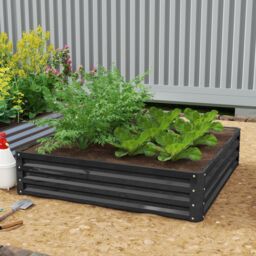 OUTSUNNY Raised Garden Bed Metal Garden Flower Vegetable Planter in Grey - thumbnail 1